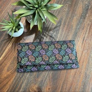 Lennox vintage daisy floral tapestry silk clutch boho retro hippie purple blue